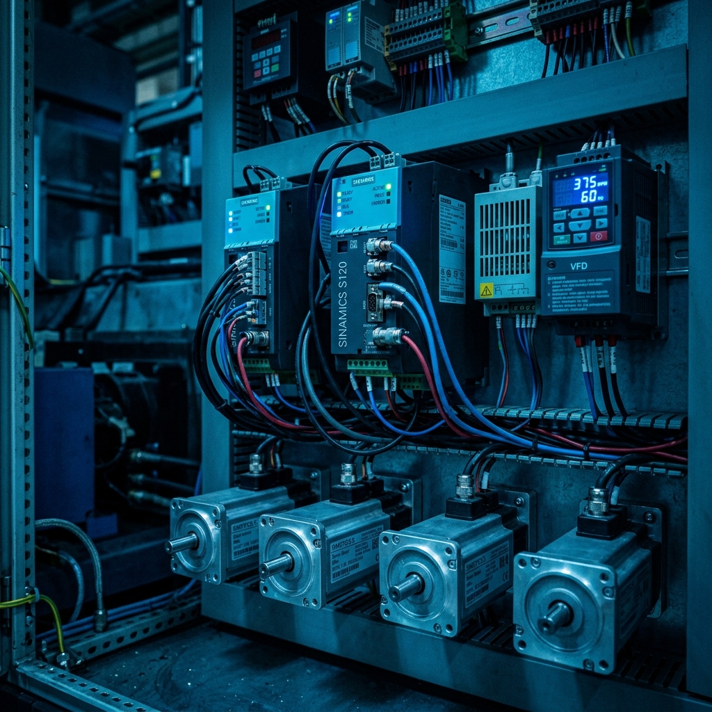 Control de Movimiento Servomotores y VFD en Automatización Industrial